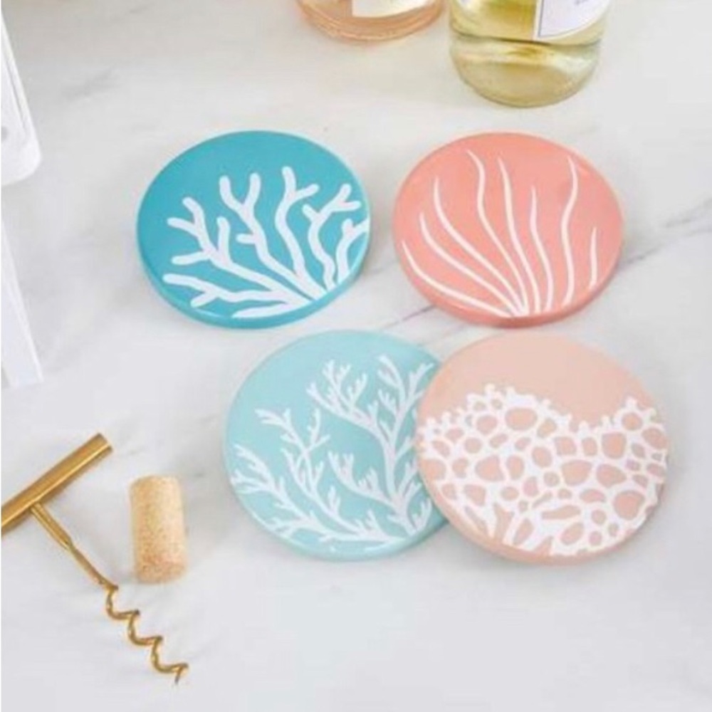 Coral Reef Coaster Set - Blue and Pink